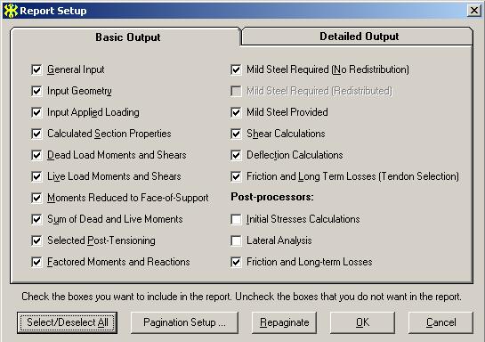 Report Setup button on the main toolbar. The screen shown in Fig. 1.3-6 will open. FIGURE 1.