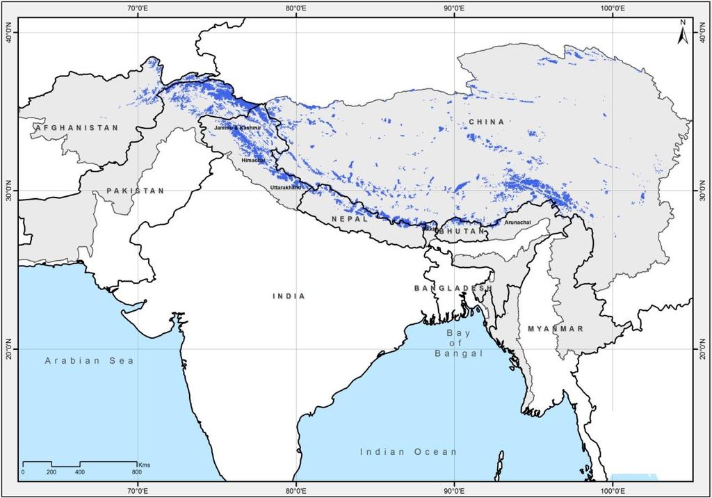 The HKH Glacier Area Coverage (sq km) Afghanistan - 2,677 Bhutan - 680 China/TAR 29,529