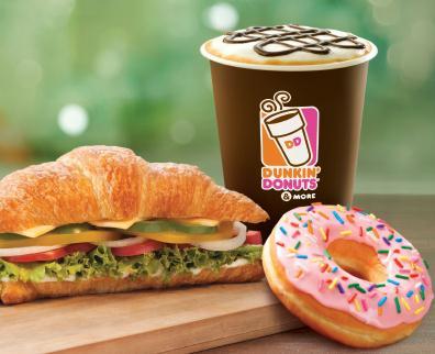 Wide range of internationally recognized donuts Coffee and Beverages: Dunkin Donuts original blend drip coffee, espresso based beverages, a range of cold