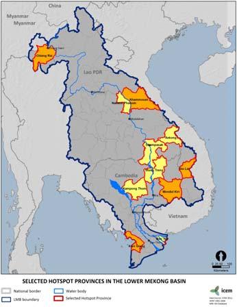 Hot Spot Provinces Hotspot provinces selected for Mekong ARCC climate change impact and vulnerability assessments Chiang Rai - Thailand Sakon Nakhon - Thailand Khammouan