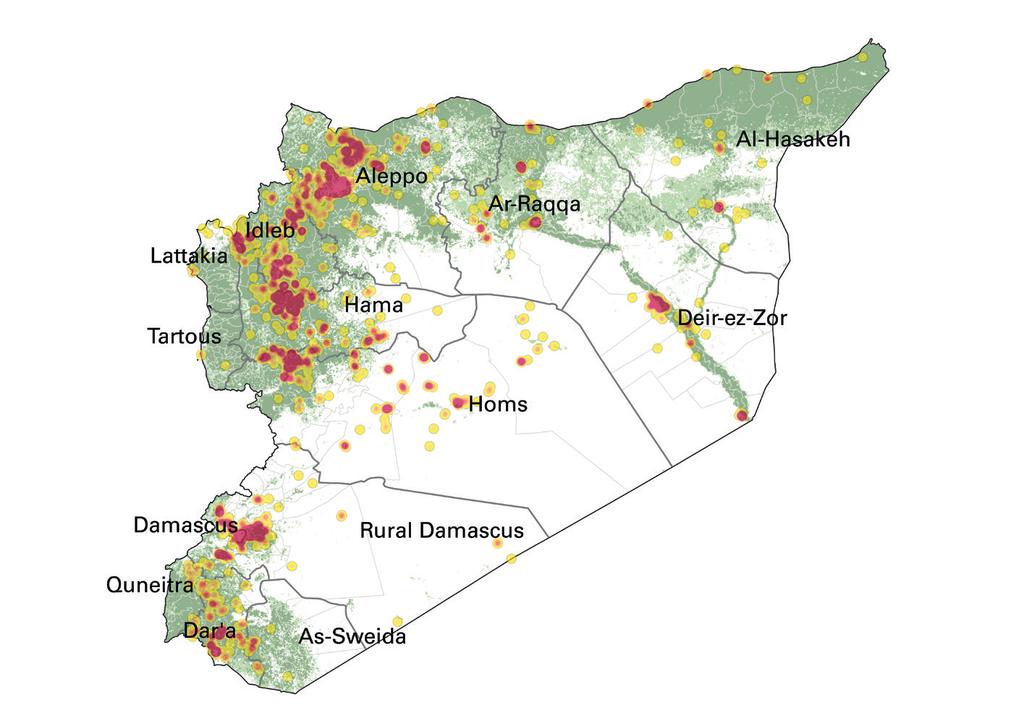 Security Situation The intensity of conflict remained high during the last quarter of 2016. Over 1 400 air strikes were reported across all governorates except for, Sweida and Tartous, i.e. four airstrikes Security incidents Idlib Deir Ez-Zor h Rif-Dimashq Daraa Al-Hasakah Latakia As-Suwayda Tartus per day at average (Figure 1).