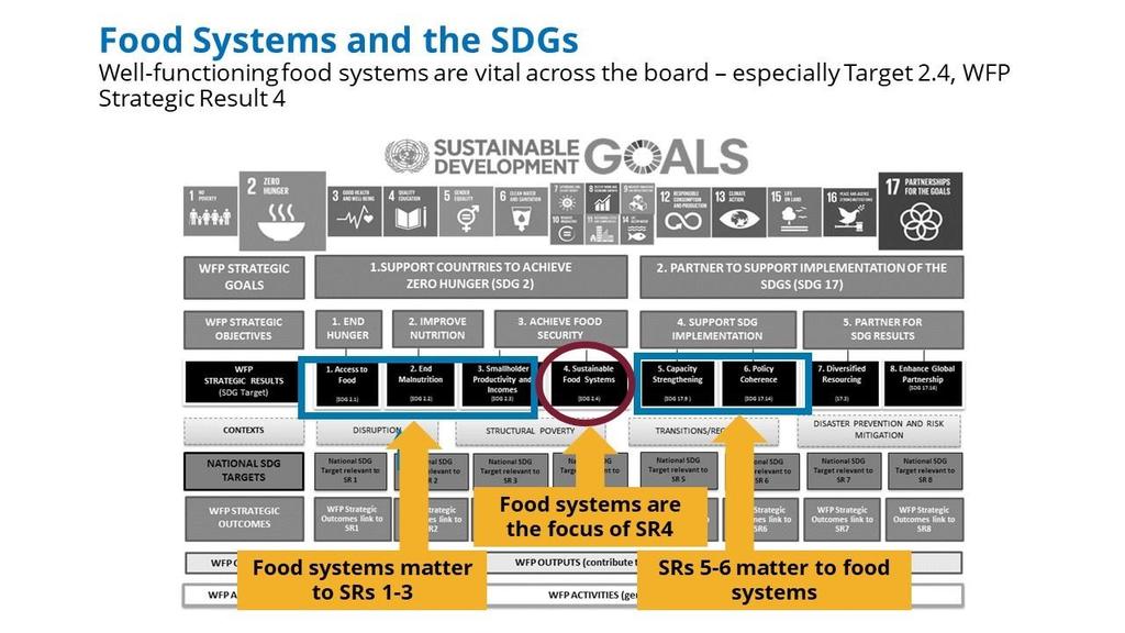 Food Systems in the Strategic Plan The Strategic Plan 2017-2021 aligns WFP s work with Agenda 2030 and the Sustainable Development Goals (SDGs), aiming to strengthen and support country-level