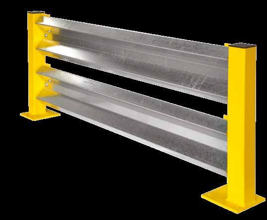 Colour: RAL 1021 RACKING PROTECTION & SAFETY RACK END BARRIERS DOUBLE RAIL MODULAR BARRIER