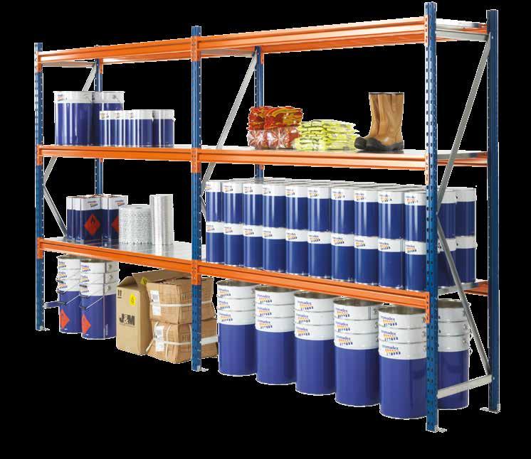 QUICKSPAN HEAVY DUTY LONGSPAN Quick and simple to install Choice of chipboard or steel shelving FRAMES Colour: RAL 5010 *Not