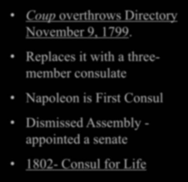 CONSULATE (1799-1804) Coup