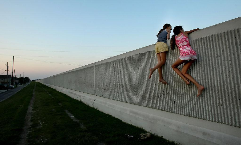 A series of floodwalls, or levees, protects the city from ocean
