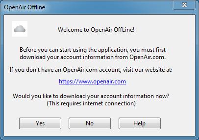 Getting Started 4 To download OpenAir Account information: 1. Click the OpenAir Offline icon. The following message prompts you to download account information. 2. Click Yes.