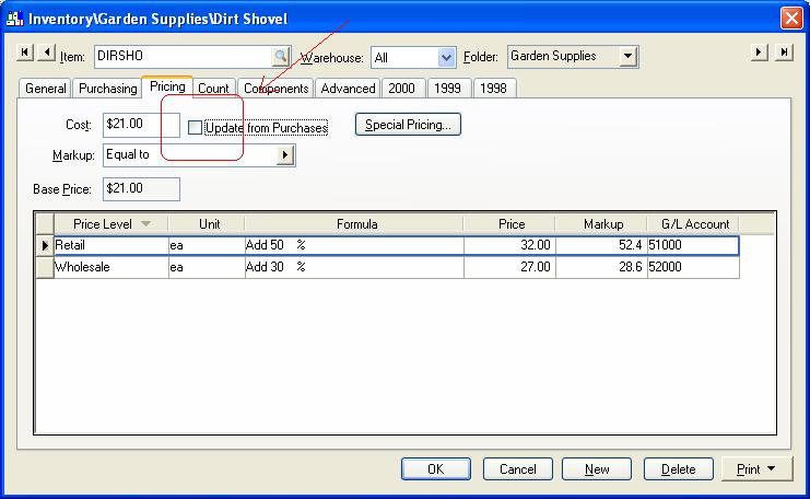 Index i. Set the Adjust cost in item option to the manufacturing adjustment item by clicking on the down arrow to selecting the appropriate inventory item.