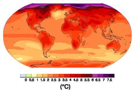 Projected surface temperature changes (2090-2099 relative to 1980-1999) 0 1 2 3 4 5 6 7 ( o C) Continued emissions would lead to further