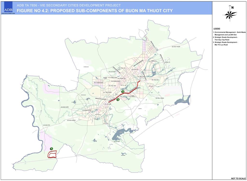 Buon Ma Thuot, capital of Dak Lak Province Central highlands BMT4 - Capacity Building - Sub-project Implementation Support BMT2 - Construction and improvement of Tran Quy Cap Road (4.