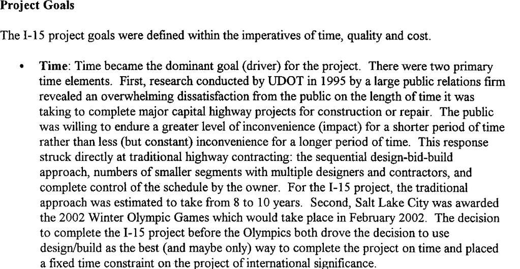 Project Delivery Method (Contracting Model) I-15