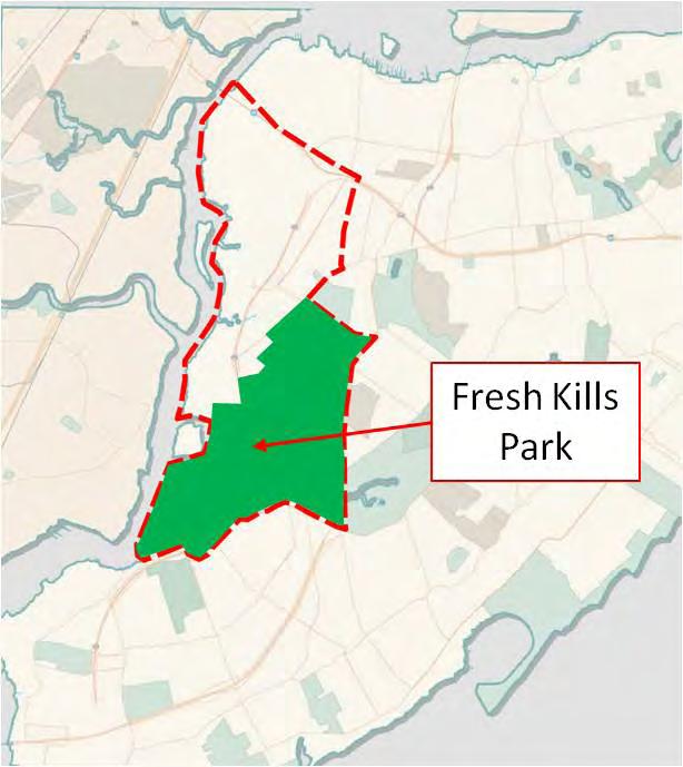 Fresh Kills Park There are a number of park sites within the Green Zone, including some isolated sites in the Teleport area and sites along the waterfront that contain significant water conditions.