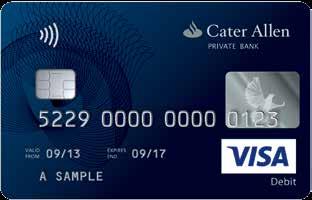 Your Cater Allen Visa Debit Card You will find your Visa Debit Card is a convenient way to pay for your everyday items. You can use your Card wherever you see the Visa Logo.