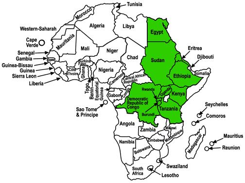 World s: longest river; 2nd largest lake (Victoria); largest swamps (Sudd) 11 countries: Burundi, D.R.