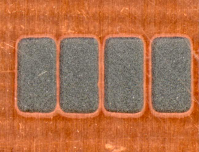 9 Stencil thickness : 0.2mm Stencil aperture : Pattern (1) 3.0mm 0.7mmm Pattern (2) 3.0mm 1.