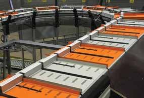Double-tray design is equipped with two independently controlled trays per cart Tray make-up customized based upon product mix and operational requirements Linear induction motors (LIM) eliminate