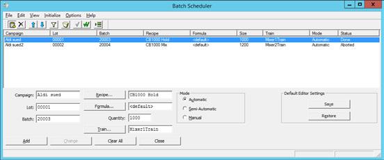 When the batch size entered is greater than the defined maximum batch size of the recipe, the Batch Scheduler opens a dialog box to confirm the splitting into multiple batches.