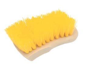 Plastic block and handle. Protects hands while cleaning. Fiber: synthetic 6" #171 179 8" scrub brush. Wood block, one threaded 45 handle For rough surfaces.