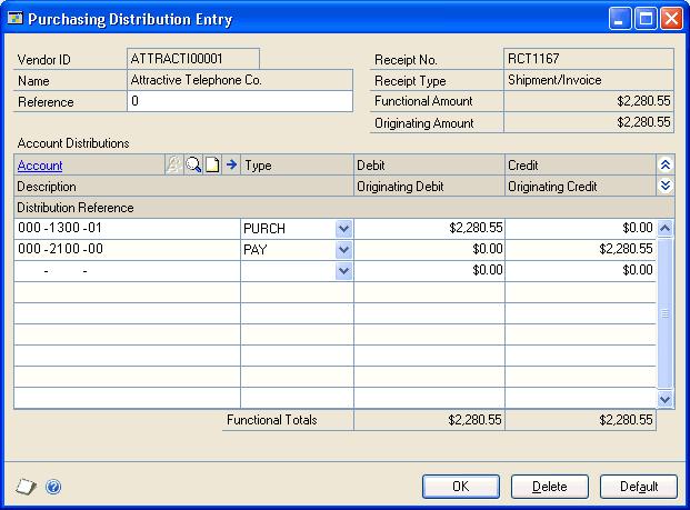 CHAPTER 15 SHIPMENT RECEIPT DETAIL ENTRY To distribute transaction amounts for shipment receipts: 1. Open the Receivings Transaction Entry window.