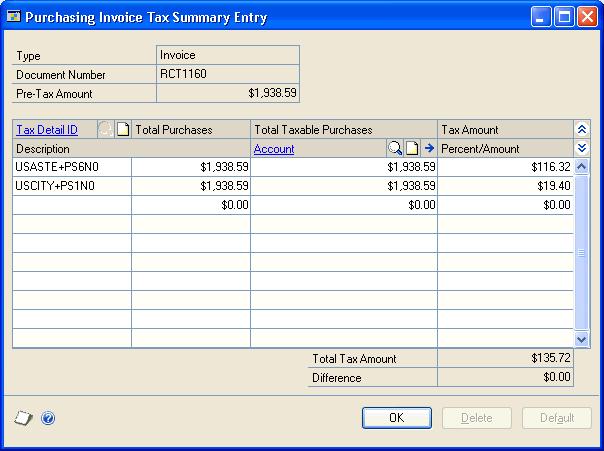 PART 3 RECEIPTS Choose the Invoice Date expansion button to open the Purchasing Invoice Date Entry window, where you can enter a tax date and posting date that differ from the document date.