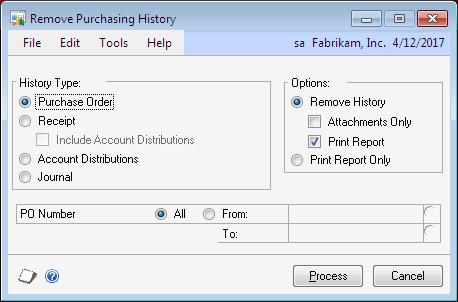 PART 6 UTILITIES If you ve marked Receipt, you can select to remove both the receipts and the account distribution history for the receipts.