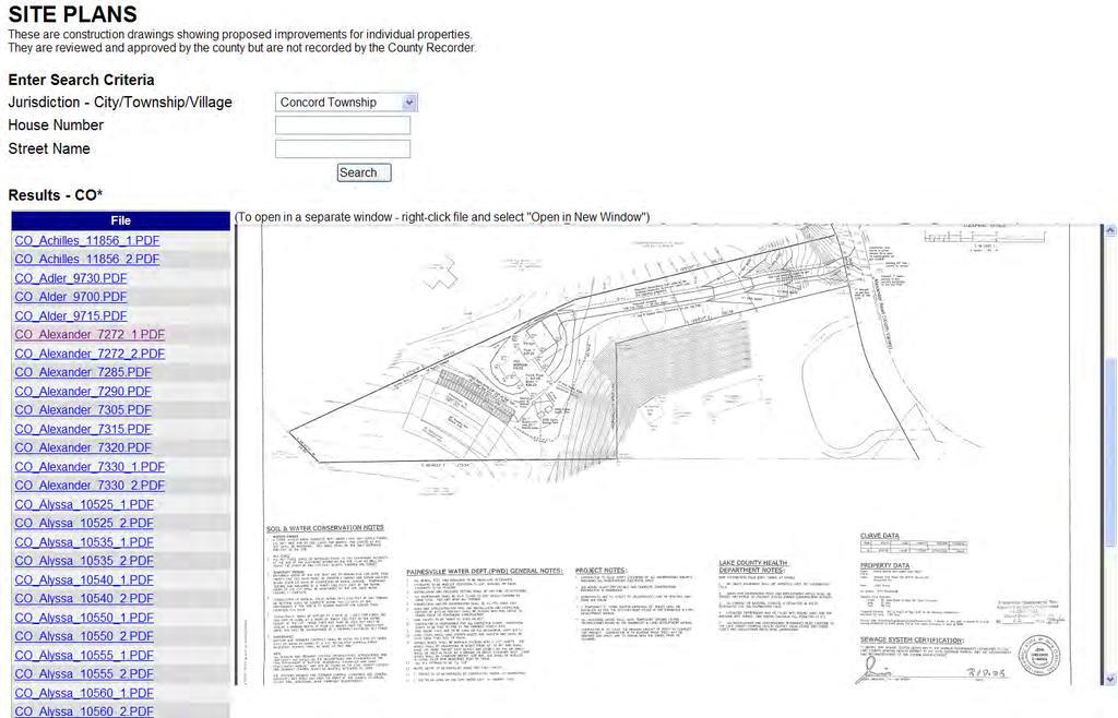 Construction Site Plans Application www.lakegis.org/siteplans Description: For retrieving and viewing construction Site Plans filed with the County. Users: Stormwater Dept., Health Dept.