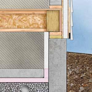 -wide uninsulated gap of exposed foundation at the top of the wall for termite inspections. Mineral-wool batt 2-in Class I fire-rated 2-in.