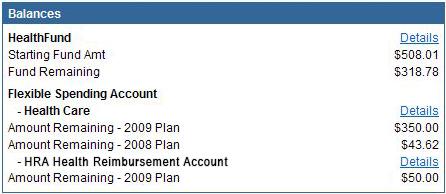 Click Details to view additional information about your account activity (or click Claims or Balance in the tab at the top of the page).