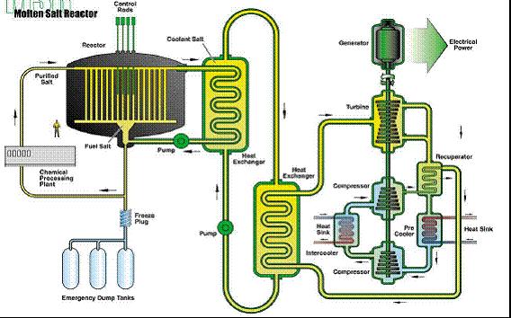 Molten salt reactor Molten Salt Reactor (MSR) Generation IV International Forum project is researching MSR Gen IV MSR will be a fast spectrum system Molten salt fuel circulates through core and heat