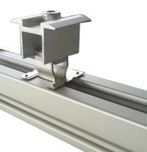 The Middle Clamp uses a spring to when pressed against the Base Rails top channel click into place.