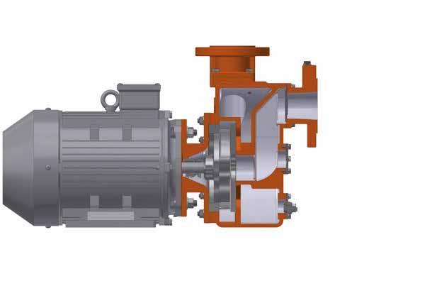 The pump functions onwards as a regular centrifugal pump with both volutes operating as discharge.