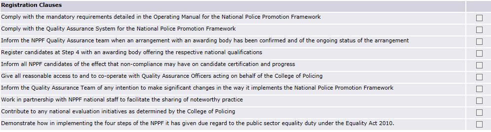 OFFICIAL Registration This section should be completed on the Police Service Quality Management System by all forces as they use the National Police Promotion Framework for promotion of sergeants and