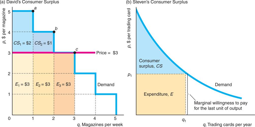 Measures of Well-being Consumer Surplus CS Producer Surplus PS Total Surplus CS + PS = TS Consumer Surplus (CS), monetary difference between what a consumer is willing to pay for the quantity of the