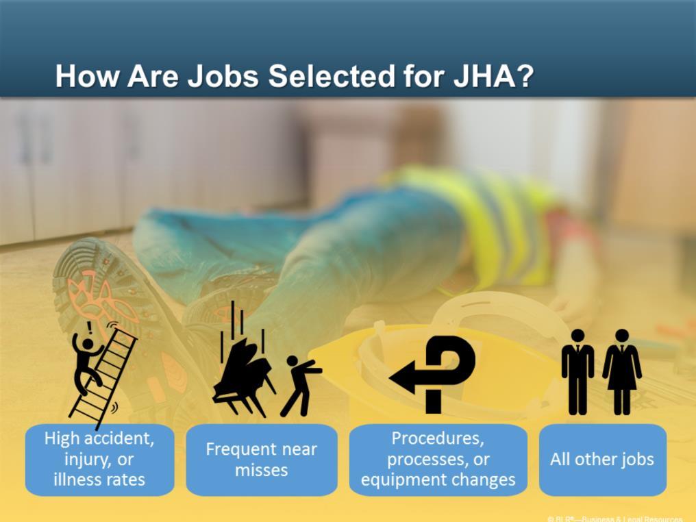Our next question is, How are jobs selected for JHA? That s an important question because, as we said earlier, for JHA to be effective, we have to prioritize. We can t analyze all jobs at once.