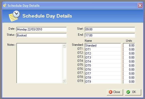 If a candidate has been assigned to the booking, the required days will appear in the schedule will as booked Also visible in the schedule are timesheets and today s date In this example, a candidate