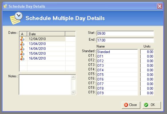 Visible in the schedule are the timesheets due dates indicated with a blue circle and today s date highlighted with a red circle. To view one day in the schedule in more detail, simply double click.