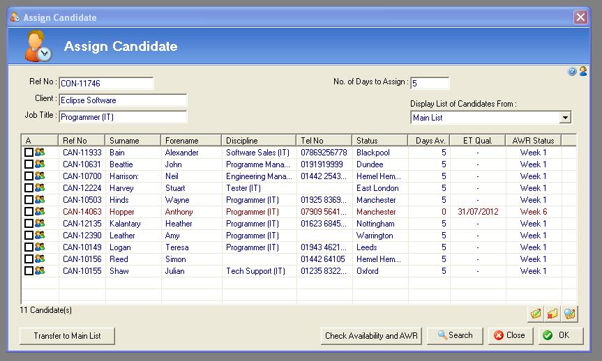 The candidate field is populated with unassigned with the address field remaining blank.