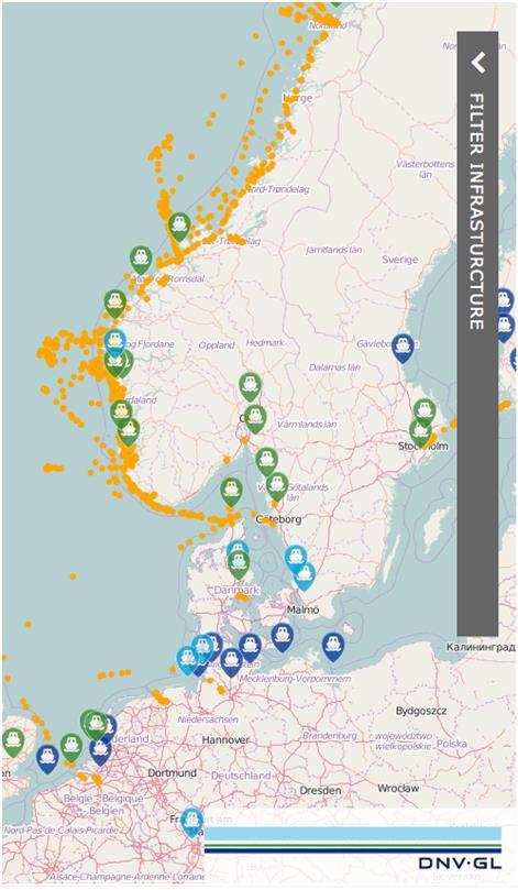 fuelled fleet operating area using AIS Detailed statistics of LNG fuelled fleet development Scrubber + alternative fuels