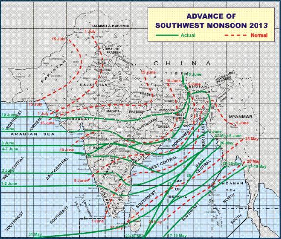 advance most parts of the country outside some parts of Rajasthan, Punjab, Haryana and West Uttar Pradesh during the subsequent 3-4 days.