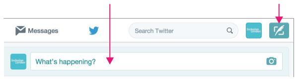 How to tweet At the top of your Home page is a box that asks What s happening?. Just click inside the box and a place for you to write your tweet will open.