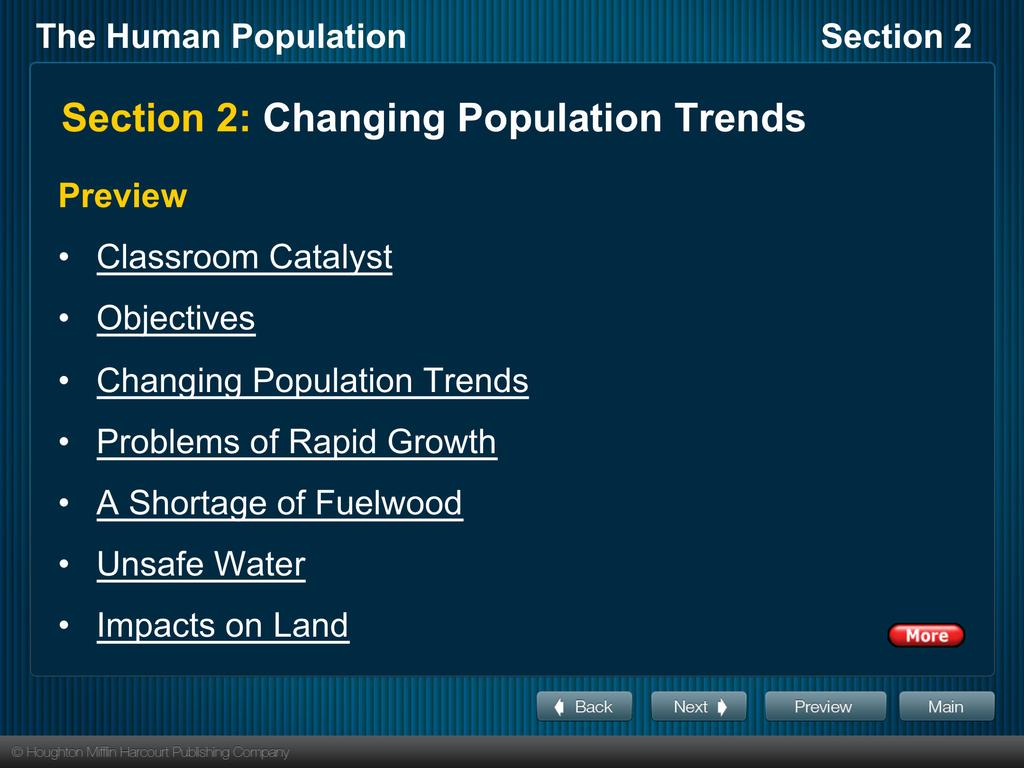 Section 2: Changing Population Trends Preview Classroom Catalyst Objectives Changing