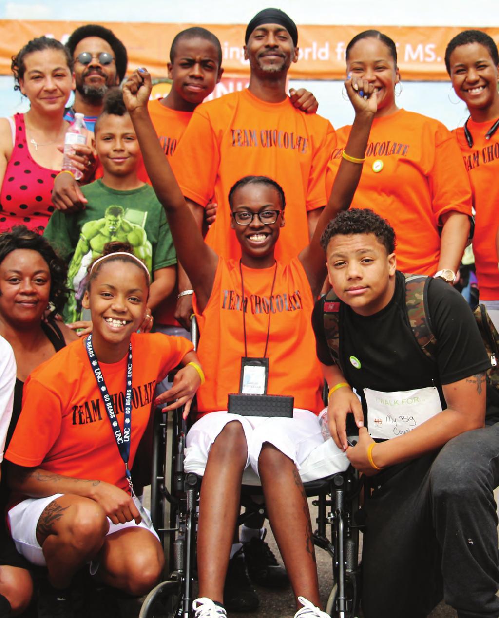 National Team fundraising helps people living with MS like Dominique (center), diagnosed in 2015