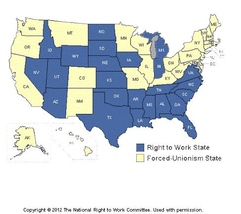 Some states have Rightto-Work Laws which prohibit
