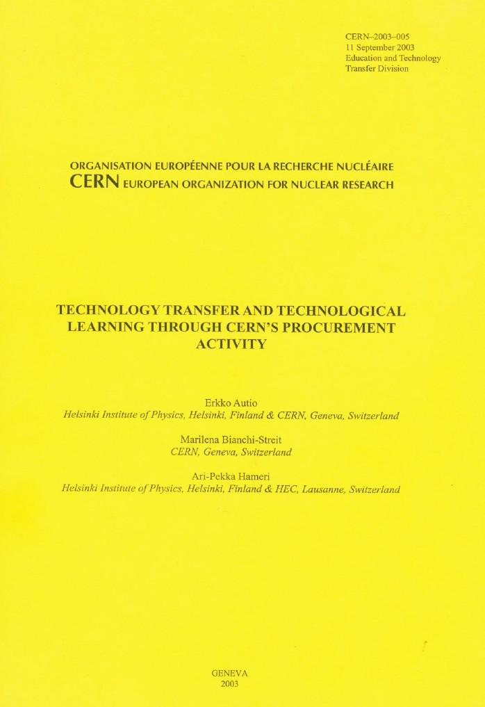 Study of Technology Transfer through Procurement Period studied 1997 2001 Excluded: