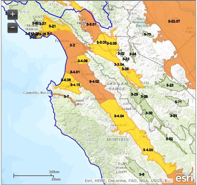 Salinas Valley Groundwater Basins Salinas Valley Basin: 1. 180/400 Foot 2. East Side 3.