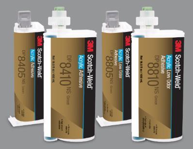 adhesives (DP100 Plus Clear, DP125 Gray, 2216 Gray) MMA acrylic adhesives