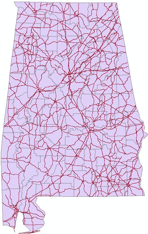 The data were downloaded as ArcGIS shape files. The count locations and census data are shown in Figure 2. Figure 3. Alabama State Road System Figure 2. Count Locations and Census Demographic Data 4.