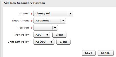 8.3.1 Positions The Positions screen provides information about the employee s primary position and also allows secondary positions to be assigned to an employee.