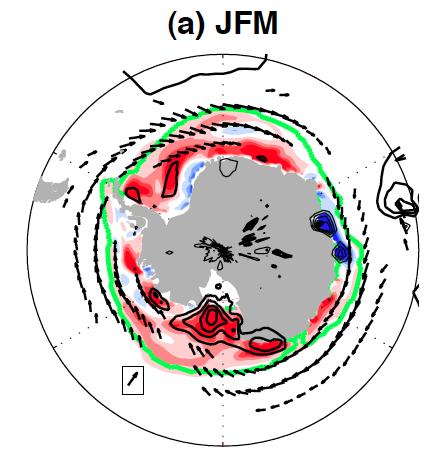 Poleward shifted surface Westerlies induce a surface wind stress response Summer Sea ice