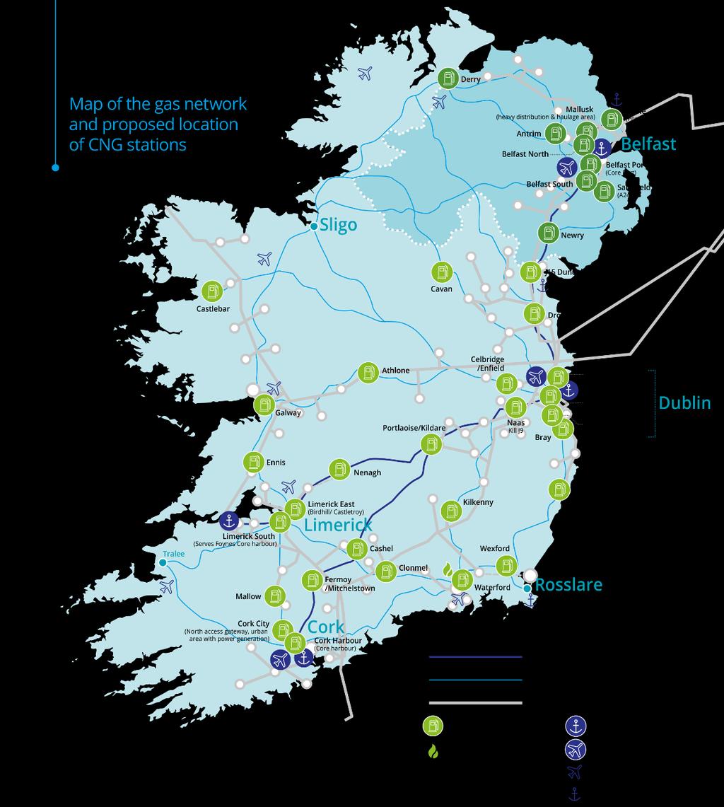CNG 10 Year Development Deliver a minimum network of 70 CNG stations across Ireland.